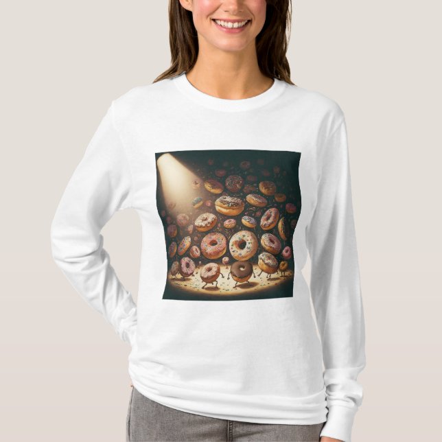 Camiseta Padarias Surreais de Donuts Dançantes (Frente)