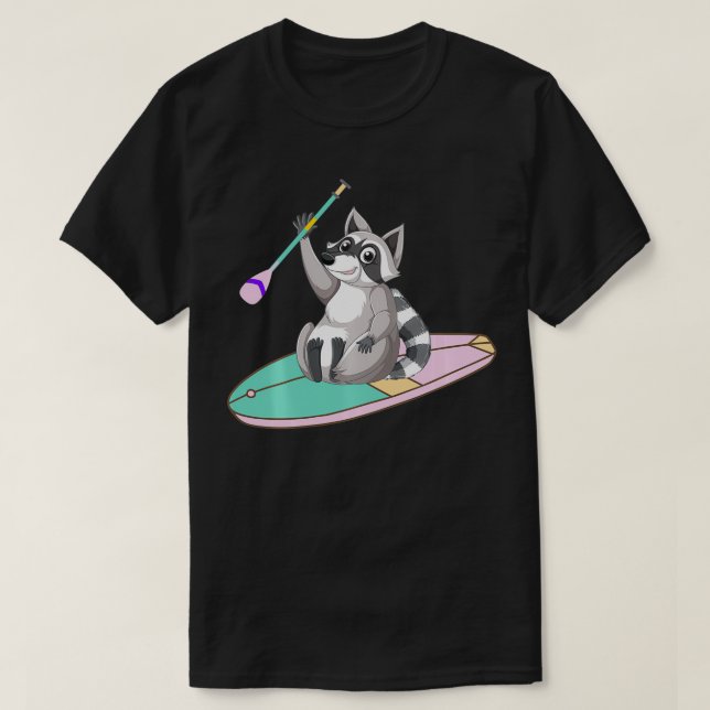 Camiseta Paddleboard Funny Raccoon Animal Vintage Paddage (Frente do Design)