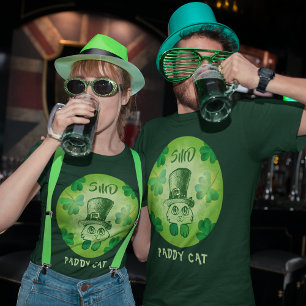 Camiseta Paddy Cat Shamrocks Rua Gato de Patrick Monogramme