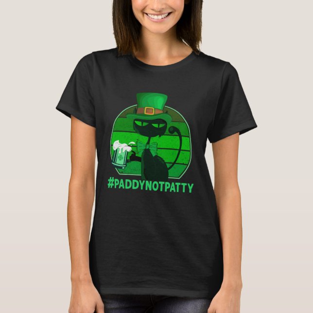 Camiseta #PaddyNotPatty St Patrick's Cat-Green Beer Drinkin (Frente)
