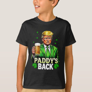 Camiseta Paddy's Back Trump Beer Shamrock Dia de São Patríc