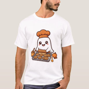 Camiseta Padeiro Fantasma Assando Biscoitos Arte de Hallowe