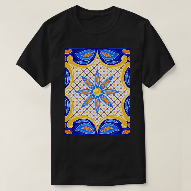 Camiseta Padrão 1 do Azulejo de Talavera (Frente do Design)