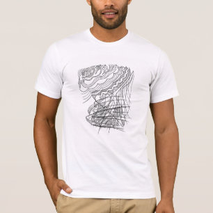 Camiseta padrão abstrato de linha ondulada desenhada à mão 