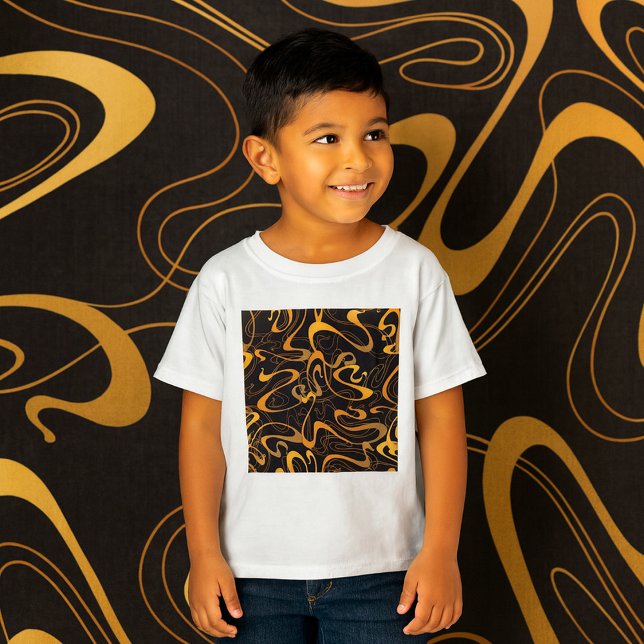 Camiseta Padrão Abstrato de Redemoinho Dourado (Criador carregado)