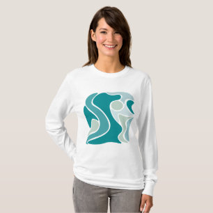 Camiseta padrão abstrato em tons azuis