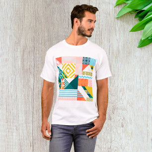 Camiseta Padrão Abstrato Geométrico Colorido