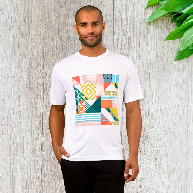 Camiseta Padrão Abstrato Geométrico Colorido (Criador carregado)