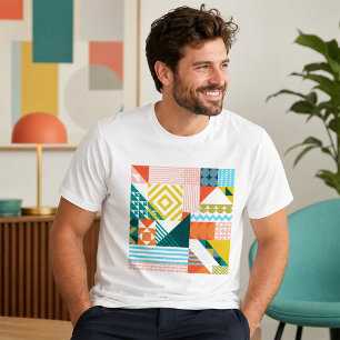 Camiseta Padrão Abstrato Geométrico Moderno Colorido