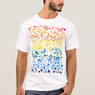 Camiseta Padrão abstrato Terrazzo do arco-íris colorida do 