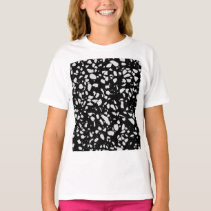 Camiseta Padrão abstrato Terrazzo Mosaico preto e branco