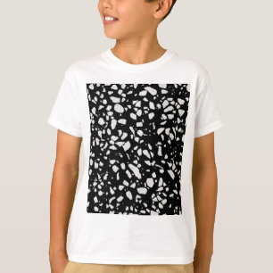Camiseta Padrão abstrato Terrazzo Mosaico preto e branco