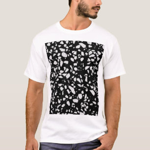 Camiseta Padrão abstrato Terrazzo Mosaico preto e branco