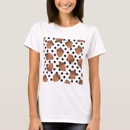 Camiseta Padrão Acorn Black Dots Autumn Y2K