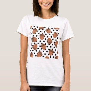 Camiseta Padrão Acorn Black Dots Autumn Y2K