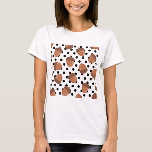 Camiseta Padrão Acorn Black Dots Autumn Y2K (Frente)