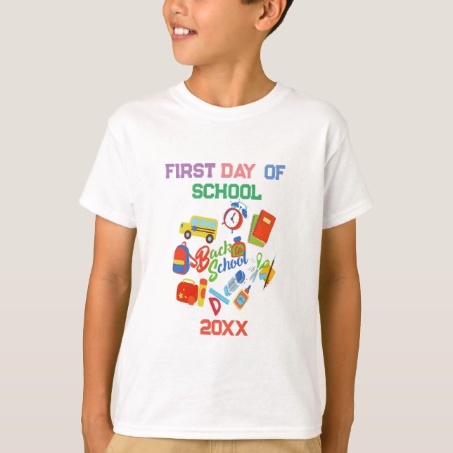Camiseta Padrão Adorável do Primeiro Dia da Escola (Frente)