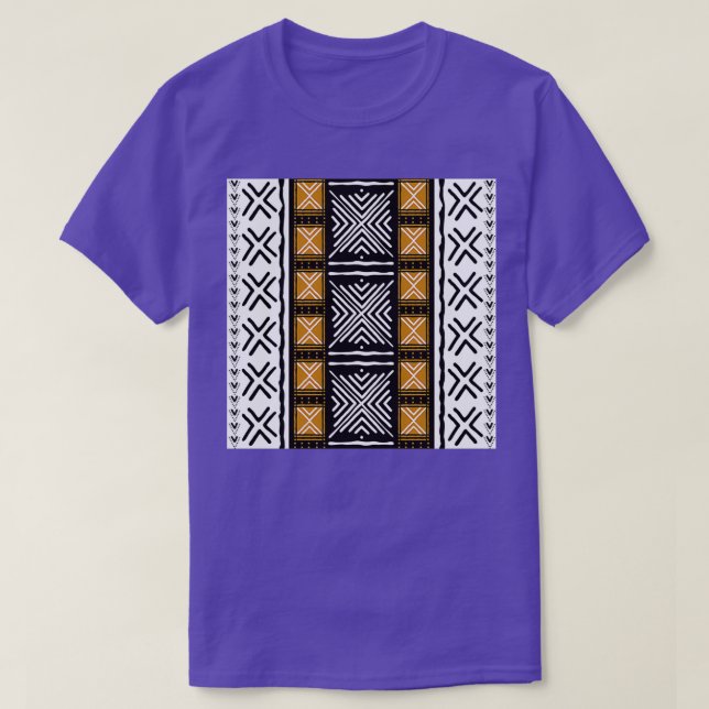 Camiseta Padrão Africano de Lama Tribal Longo (Frente do Design)