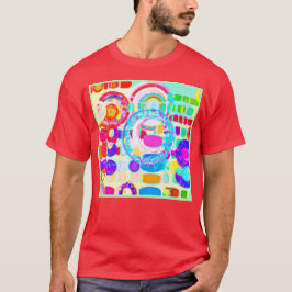 Camiseta Padrão Aleatório de Cores Vibrantes