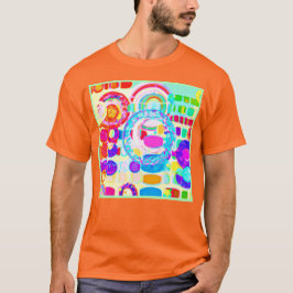Camiseta Padrão Aleatório de Cores Vibrantes
