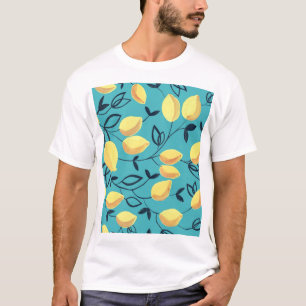 Camiseta Padrão amarelo de guache em turquesa.