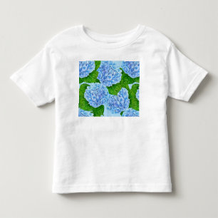 Camiseta Padrão aquoso de hydrangea azul