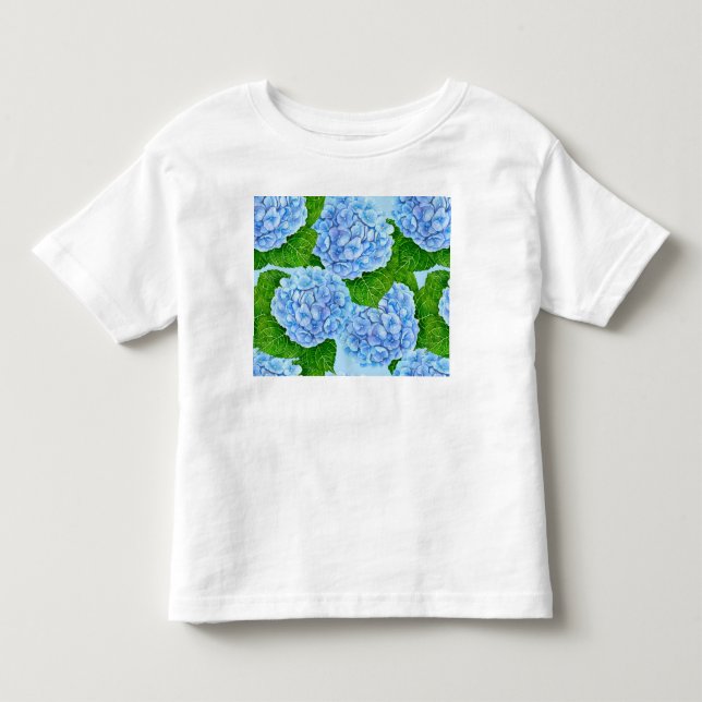 Camiseta Padrão aquoso de hydrangea azul (Frente)