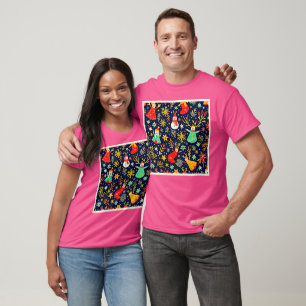 Camiseta Padrão Artístico Festivo Colorido Único