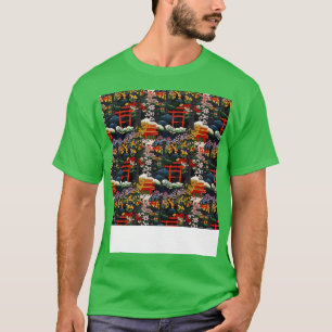 Camiseta Padrão Asiático Invisível Antigo Chinês Japonês Co
