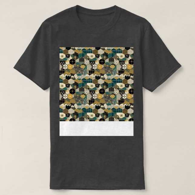Camiseta Padrão Asiático Invisível Antigo Chinês Japonês Co (Frente do Design)