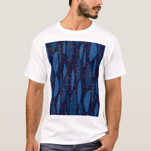 Camiseta Padrão Azul Azul do Século médio Sem Vista