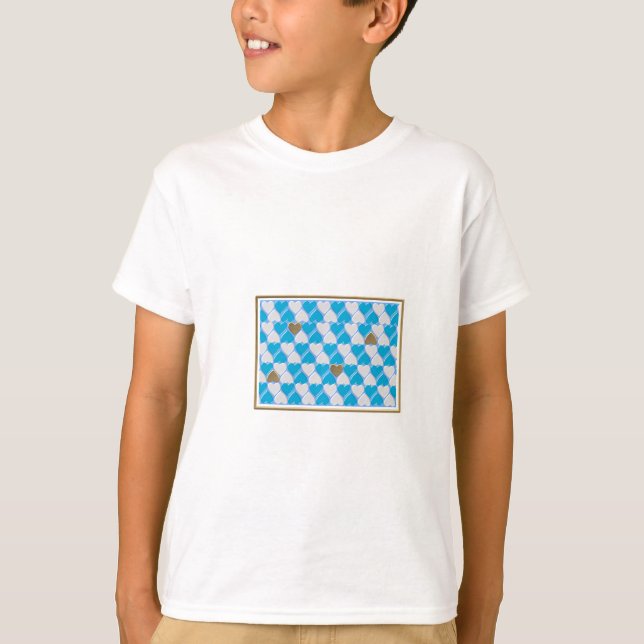 Camiseta Padrão bávaro azul e branco. (Frente)