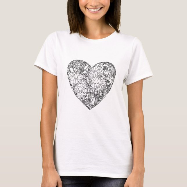 Camiseta Padrão cardíaco da borboleta (Frente)