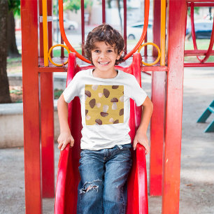 Camiseta Padrão castanho de cogumelo no amarelo-mostarda