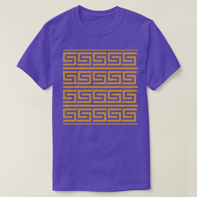 Camiseta Padrão chave grego Dourado (Frente do Design)