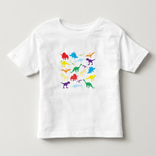Camiseta Padrão Colorida Dinossauros Aquarela Crianças