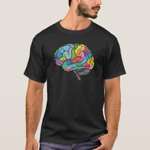 Camiseta Padrão Colorido Autismo Cérebro ADHD Neurodiversid