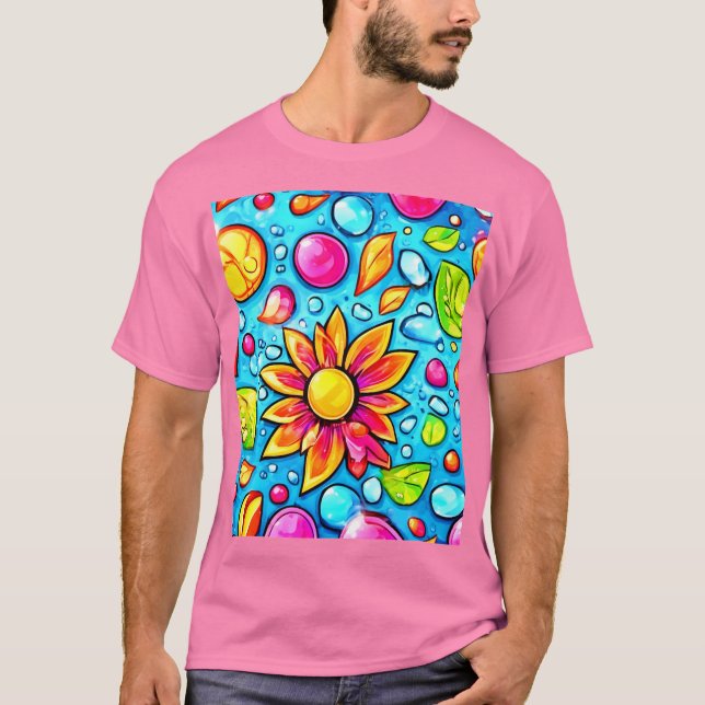 Camiseta Padrão colorido de abstrato (Frente)