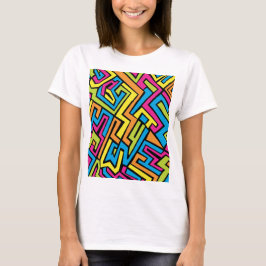 Camiseta Padrão Colorido de Arte na Rua Neon