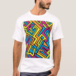 Camiseta Padrão Colorido de Arte na Rua Neon