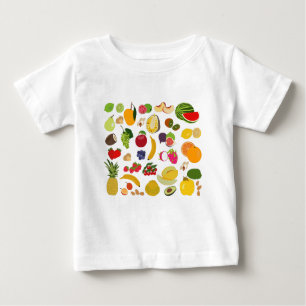 Camiseta Padrão Colorido de Fruta de Verão