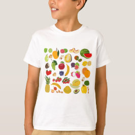 Camiseta Padrão Colorido de Fruta de Verão