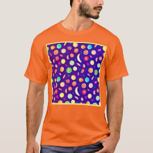 Camiseta Padrão Colorido de Fruta Tropical Neon