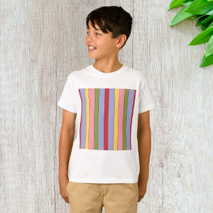 Camiseta Padrão Colorido de Stripes Verticais