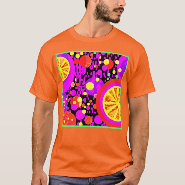 Camiseta Padrão Colorido do Fruta (Frente)