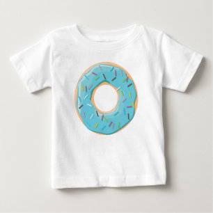 Camiseta Padrão Colorido Retro de Donuts Festa Divertida Mi