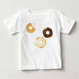 Camiseta Padrão Colorido Retro de Donuts Festa Divertida Mi