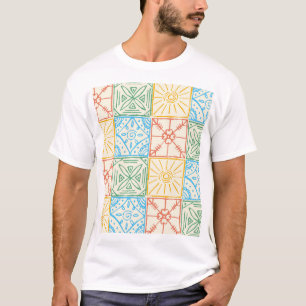 Camiseta Padrão contínuo de azulejo colorido estilo Amalfi