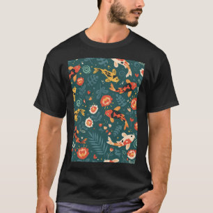 Camiseta Padrão contínuo de carpas Koi em estilo de arte po