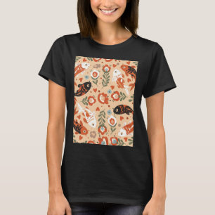 Camiseta Padrão contínuo de carpas Koi em estilo de arte po